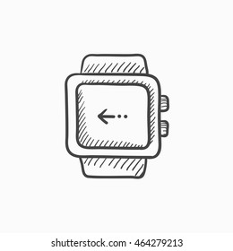 Icono de esbozo de vector Smartwatch aislado en el fondo. Icono de Smartwatch dibujado a mano. Icono de esbozo de Smartwatch para infografía, sitio web o aplicación.