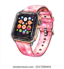 smartwatch aquarela clipart ilustração isolada