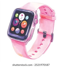 Smartwatch aquarela clipart isolado fundo branco 