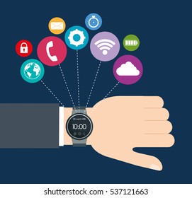 smartwatch wearable technology icon image vector illustration design 