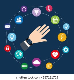 smartwatch wearable technology icon image vector illustration design 