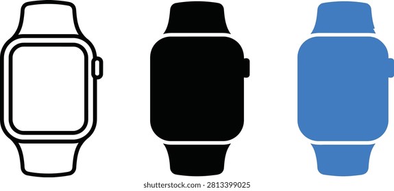 Smartwatch wearable technology icons set with smartwatch wearable technology connectivity silhouette minimalist illustration accessory electronics communication application software