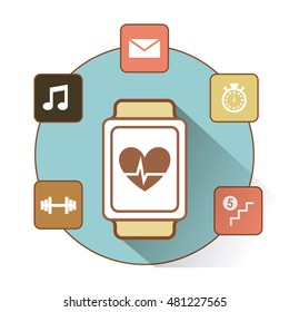 smartwatch wearable technology icons vector illustration design