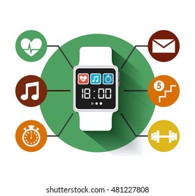 smartwatch wearable technology icons vector illustration design