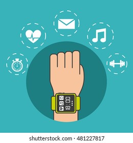 smartwatch wearable technology icons vector illustration design