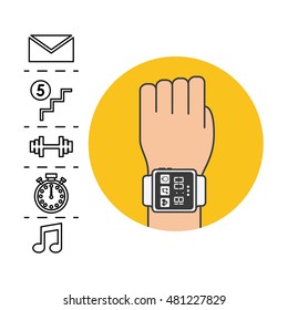 smartwatch wearable technology icons vector illustration design