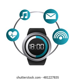 smartwatch wearable technology icons vector illustration design