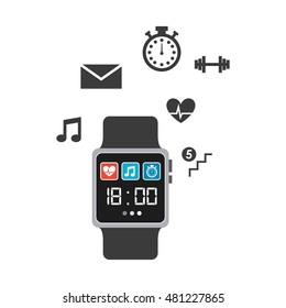 smartwatch wearable technology icons vector illustration design