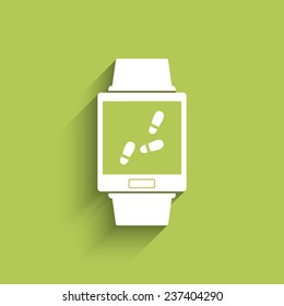 Smartwatch wearable technology symbol with icon for odometer application. Eps10 vector illustration