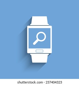 Smartwatch wearable technology symbol with icon for internet browsing application. Eps10 vector illustration.