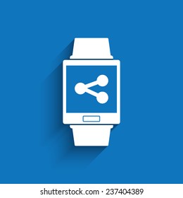 Smartwatch wearable technology symbol with icon for social media application. Eps10 vector illustration.