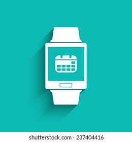 Smartwatch wearable technology symbol with icon for organizer application