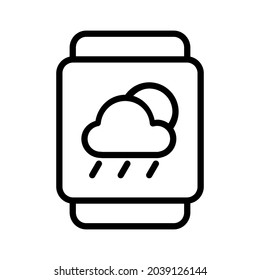 diseño vectorial de la línea meteorológica de reloj inteligente, icono de línea de trazo editable