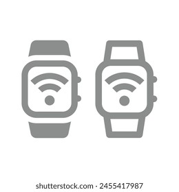 Smartwatch with wi fi sign vector. Smart watch and wifi icon.