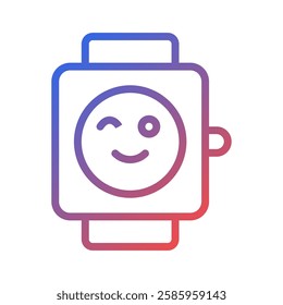 Smartwatch with winking face emoji icon design