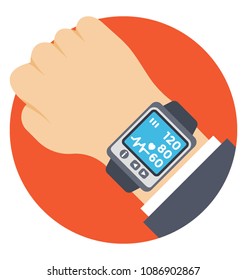 
Smartwatch. A wrist watch type wearable tracker, flat vector icon design
