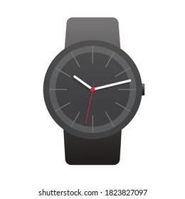 Smartwatch wristwatch clock face icon vector isolated, modern minimalistic smart wrist watch timepiece time dial black color object clipart
