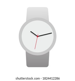 Smartwatch wristwatch clock face icon white color vector isolated, modern minimalistic smart wrist watch timepiece time dial object clipart