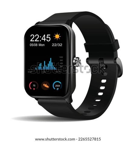 Smartwatch wristwatch isolated, realistic vector illustration.