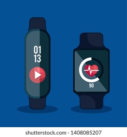 smartwatches technology with video and heartbeat app