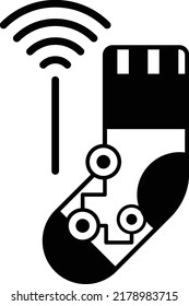 Smartwool socks with Odor Resistance vector icon design, Wearable technology symbol, Personal Internet of Things Sign, tech togs stock illustration, Smart Socks Concept