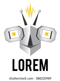 Smarty robot face, bot head, vector logo template