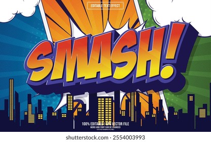 Smash comic cartoon style 3D editable text effect