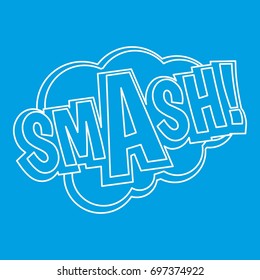 Smash, comic text sound effect icon blue outline style isolated vector illustration. Thin line sign