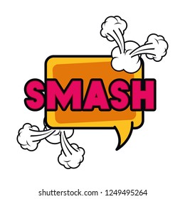 smash comic words in speech bubble isolated icon
