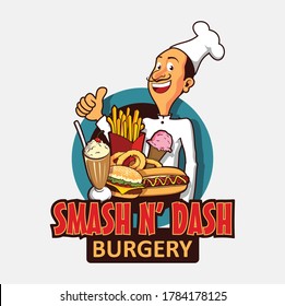 Smash n Dash with chef illustration vector