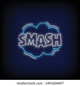 Smash in neon signs style vector