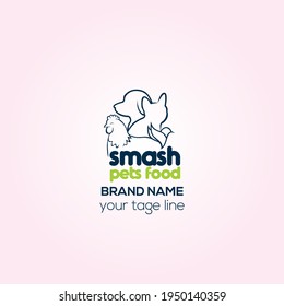 smash pets food vector logo design 