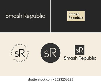 conceito de design de logotipo de marca de roupas Smash Republic 