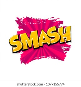 smash smack hand drawn pictures effects. Template comics grunge speech bubble brush halftone dot background. Pop art style. Comic dialog text cloud. Creative sketch explosion.