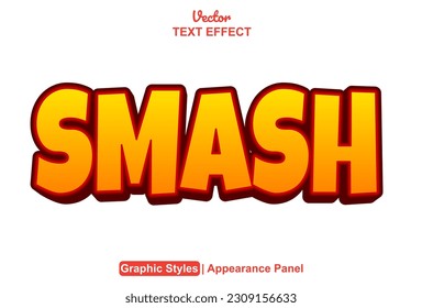 smash text effect with orange graphic style and editable.