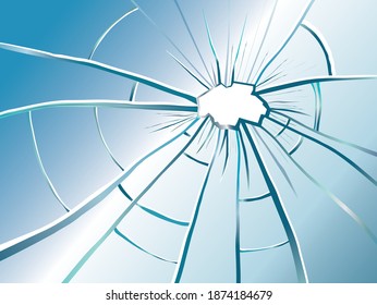 Smashed glass with the many cracks