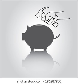 Smashed piggy bank