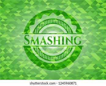 Smashing green mosaic emblem