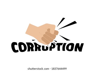 smashing punch a black color corruption word, typographic vector isolated on white background