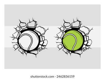 Smashing Tennis, Tennis Ball, Tennis Ball Silhouette,  Sports, Tennis, Ball Image, Vector, clipart, outline,