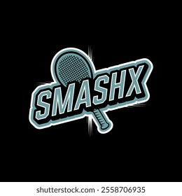 SMASHX Logo Design, A Bold and Dynamic Representation with Tennis Racket, Symbolizing Power, Precision, and Agility in the Sport of Tennis