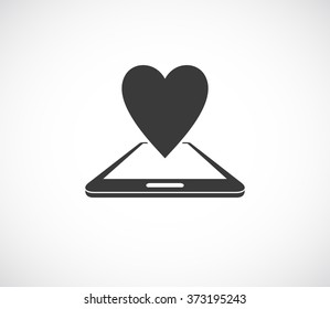 smatphone 3d with heart icon - web dating symbol