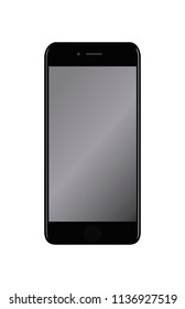 smatphone Isolated on Background. Black Color. Front View For Print, Web, Application. Easily Editable Vector