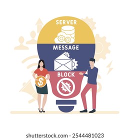 SMB - Server Message Block acronym. business concept background. vector illustration concept with keywords and icons. lettering illustration with icons for web banner, flyer, landing pag