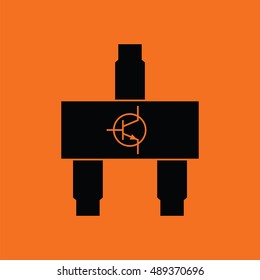 Smd transistor icon. Orange background with black. Vector illustration.