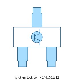 Icono De Transistor Smd. Línea Delgada Con Diseño De Relleno Azul. Ilustración vectorial.