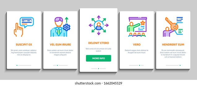 Sme Business Company Onboarding Mobile App Page Screen Vector. Sme Small And Medium Enterprise, Communication And Education, Badge And Case Concept Linear Pictograms. Color Contour Illustrations