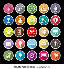 SME flat icons with long shadow, stock vector