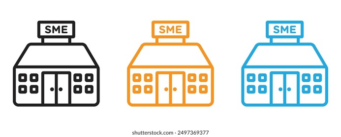 SME icon Flat vector set outline