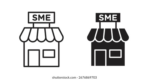 Ícone SME no plano de fundo branco. ícone definido em contorno preto e preenchimento